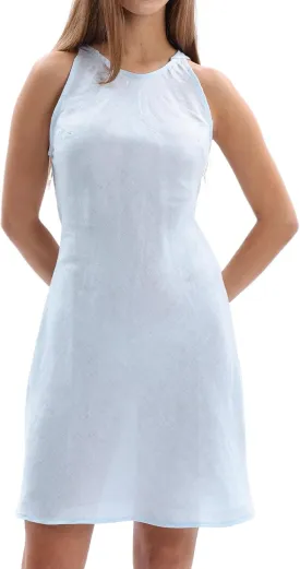Amazhiyu Women's 100% Linen Summer Sleevelesss Crew Neck Mini Dresses Casual