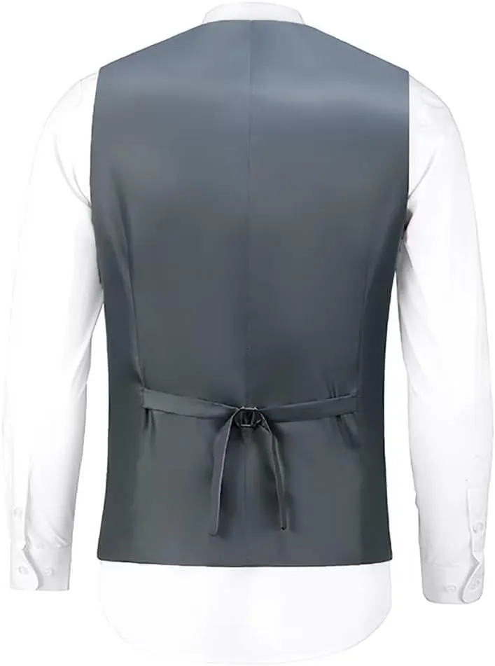 Bakerbear Mens Suit Vests V-Neck Casual Vest Dress for Men Formal Tuxedo Wedding Vests Men's Waistcoat