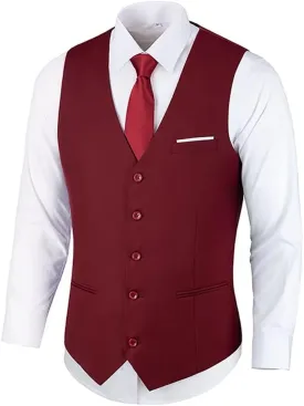 Bakerbear Mens Suit Vests V-Neck Casual Vest Dress for Men Formal Tuxedo Wedding Vests Men's Waistcoat