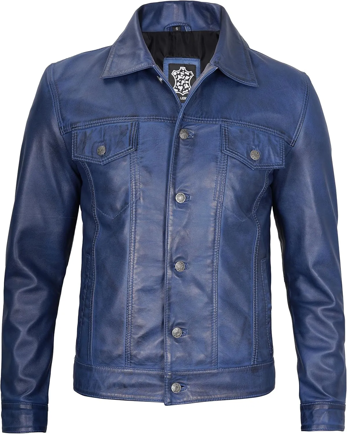 Blingsoul Premium Vintage Leather Jacket Men - Real Lambskin Trucker Mens Leather Jackets