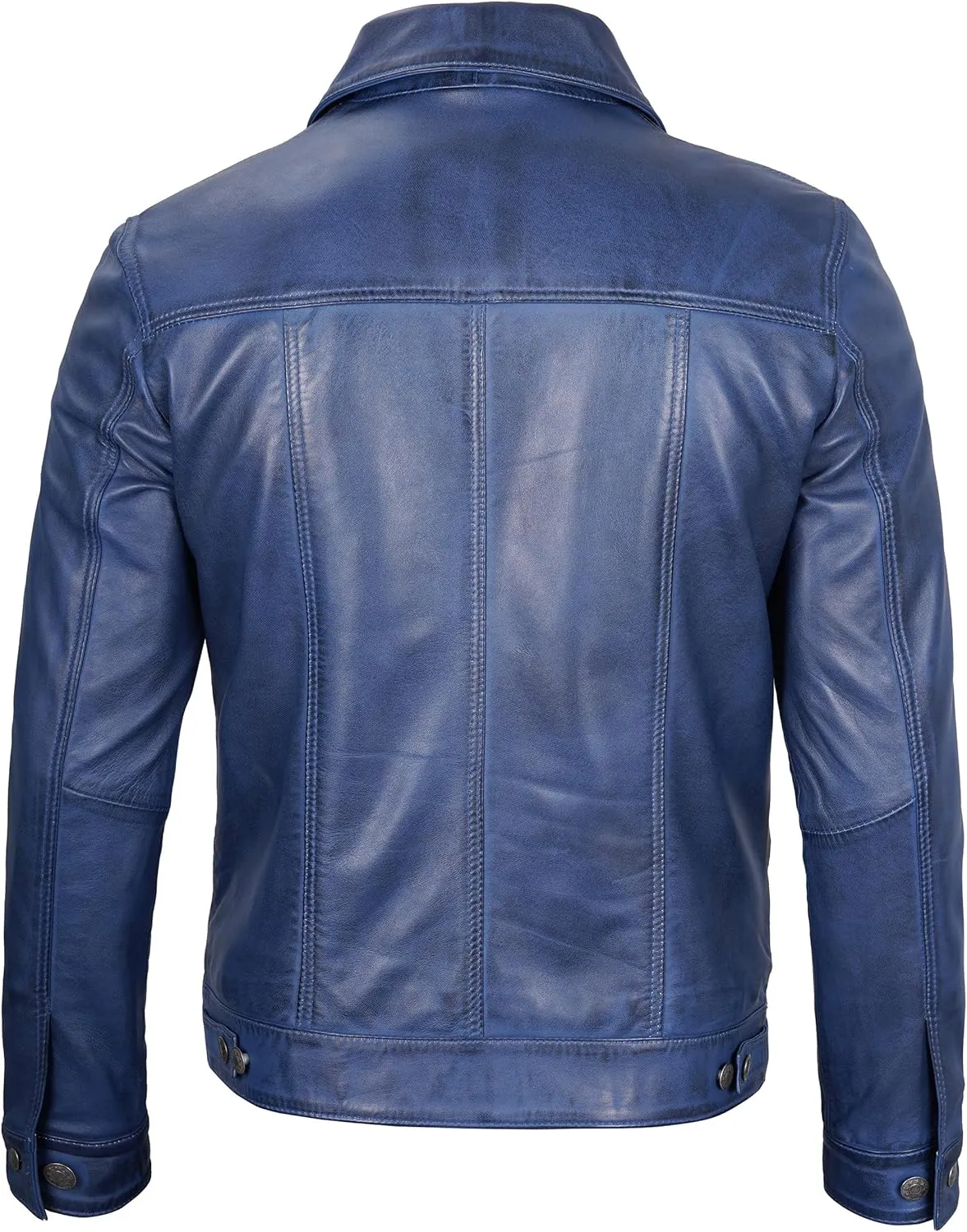 Blingsoul Premium Vintage Leather Jacket Men - Real Lambskin Trucker Mens Leather Jackets