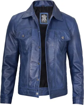 Blingsoul Premium Vintage Leather Jacket Men - Real Lambskin Trucker Mens Leather Jackets