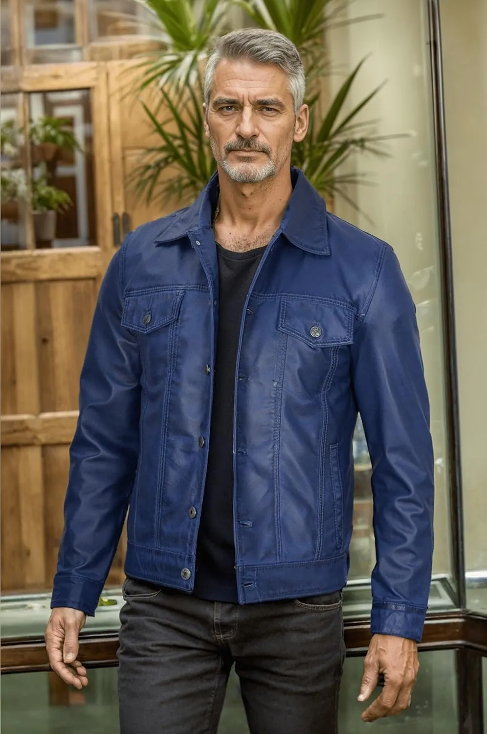 Blingsoul Premium Vintage Leather Jacket Men - Real Lambskin Trucker Mens Leather Jackets