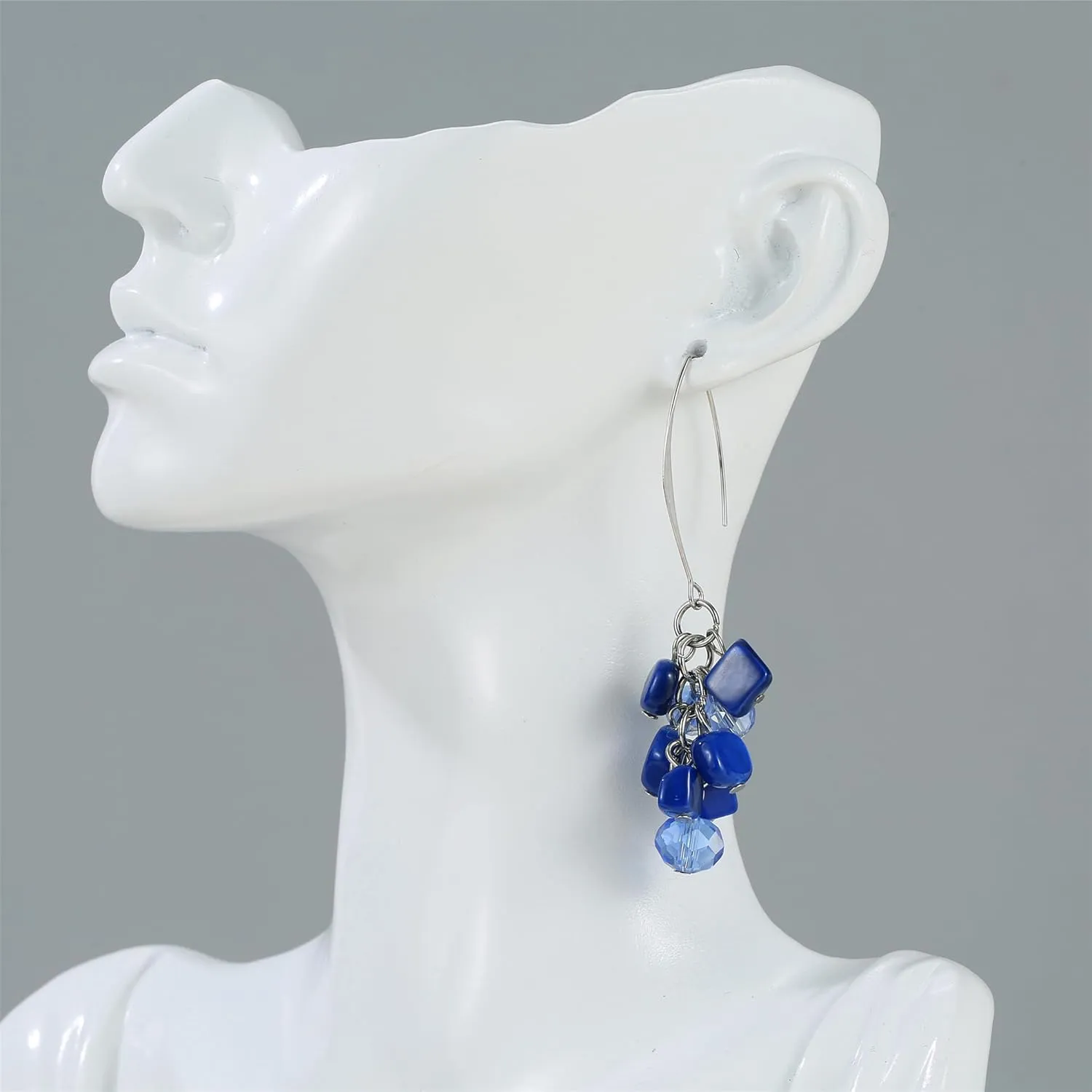 Boho Beads Drop Earrings Colorful Crystal Stone Long Hook Earrings for Women Dangling