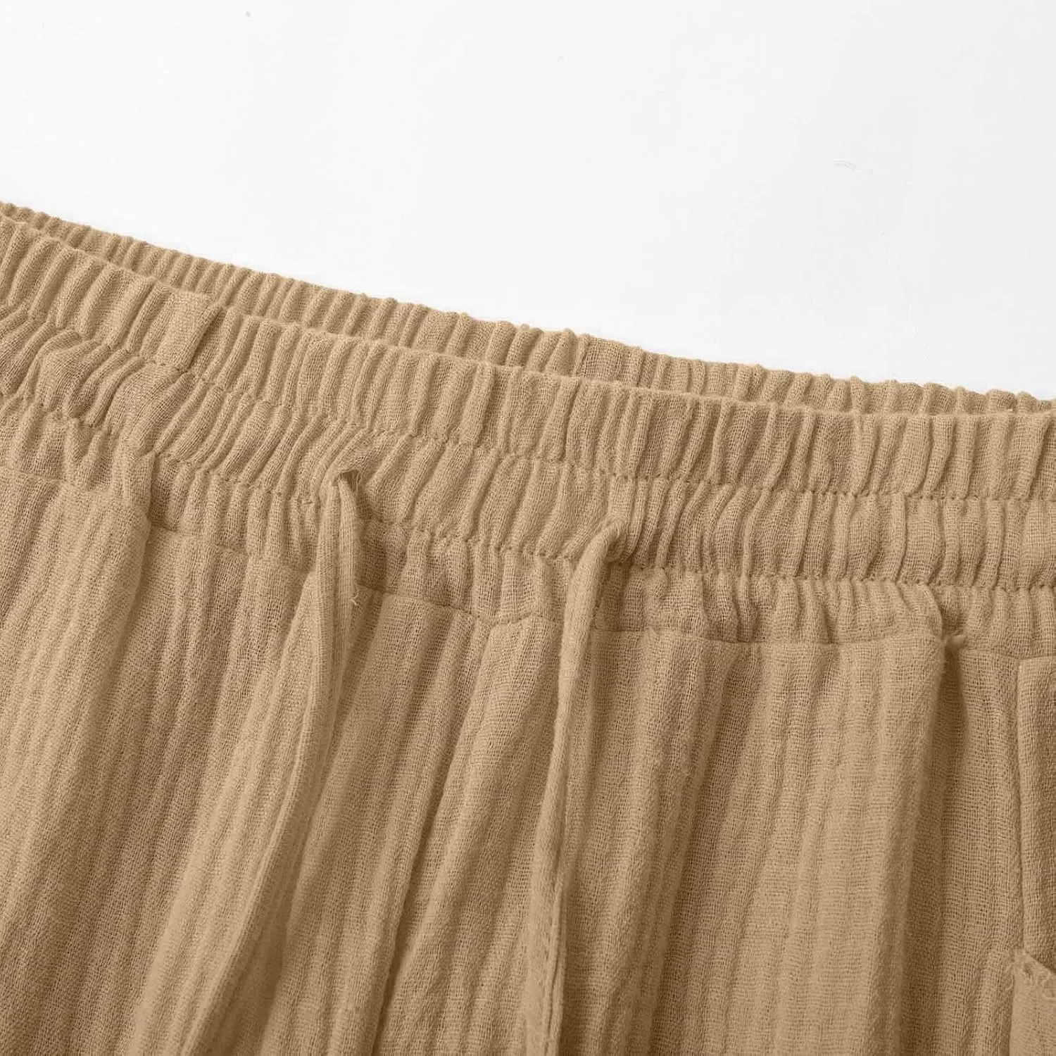 Capri Pants for Women High Waisted Drawstring Wide Leg Linen Beach Cropped Pant Summer Casual Baggy Lightweight Capris
