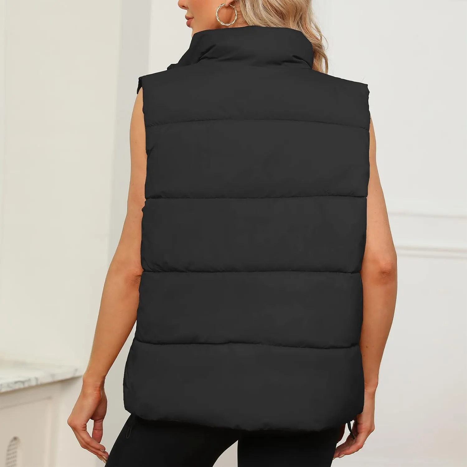 Century Star Puffer Vest for Women's Outerwear Vests Puffy Oversized 2024 Quilted Vest Tops Jackets Coat with Pockets