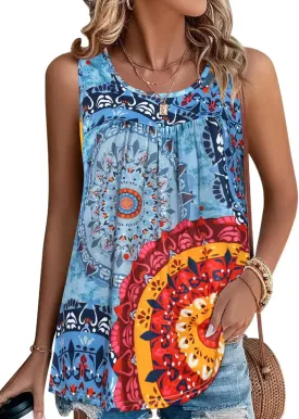 CHICGAL Womens Summer Tank Tops Sleeveless T Shirt Casual Loose Fit Tunic Blouses