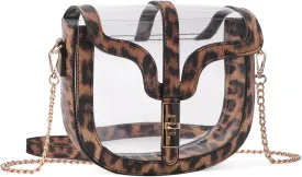 Clear Crossbody Bag for Women Stadium Approved- Vegan Leather See-Through Purse with Zipper, Stylish PVC Studded Should Bag