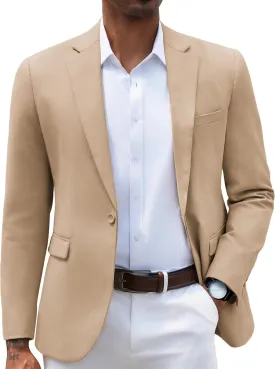 COOFANDY Mens Sport Coat Slim Fit Casual Blazer One Button Lightweight Business Suit Jacket Khaki
