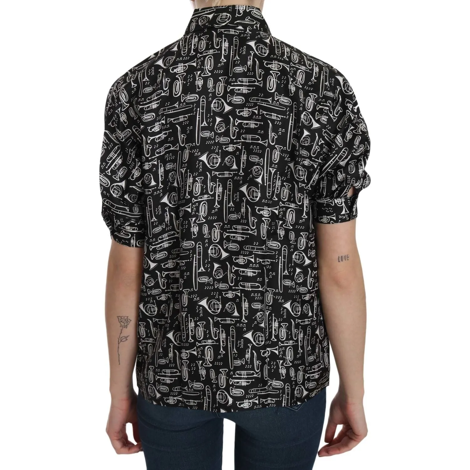 Dolce & Gabbana Elegant Musical Instrument Silk Top