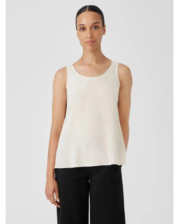 Eileen Fisher Scoop Neck Silk Crepe Tank Top