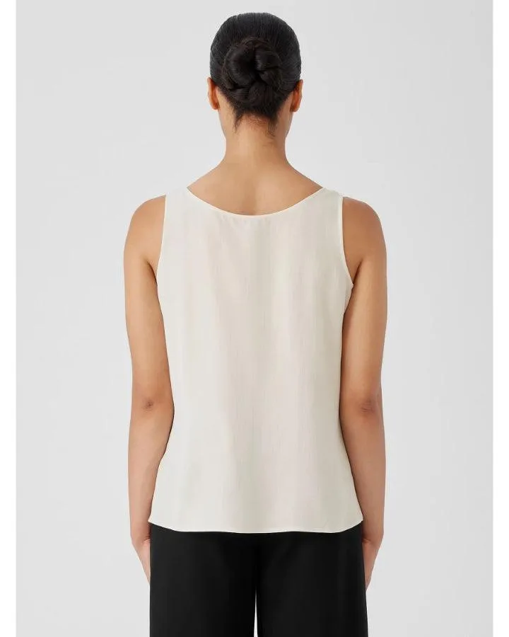 Eileen Fisher Scoop Neck Silk Crepe Tank Top
