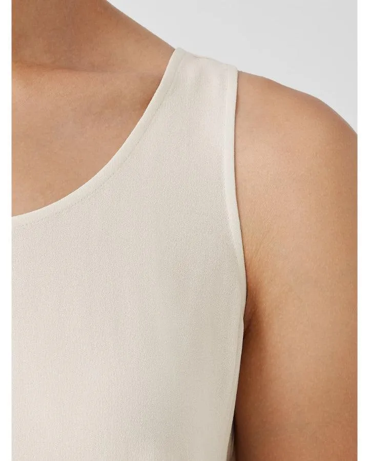 Eileen Fisher Scoop Neck Silk Crepe Tank Top