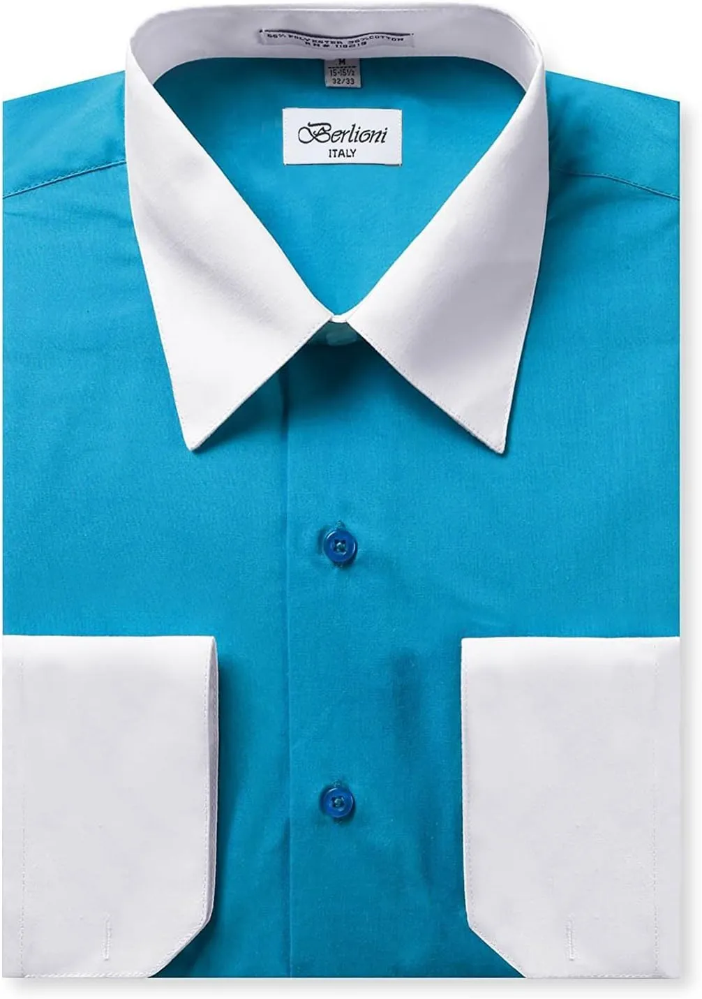 Italy Men's Long Sleeve Two Tone Premium Dress Shirt
