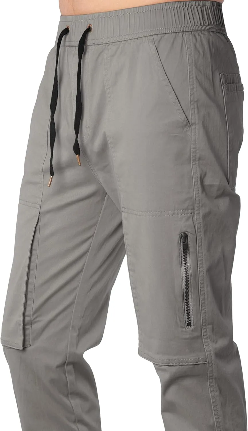ITALYMORN Slim Fit Khaki Cargo Joggers for Men with Zipper Ankle Stretch Casual Chino Pants