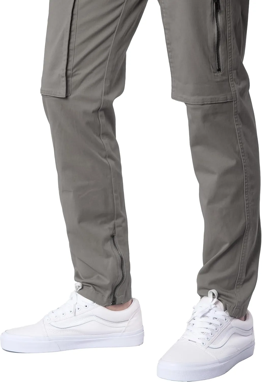 ITALYMORN Slim Fit Khaki Cargo Joggers for Men with Zipper Ankle Stretch Casual Chino Pants