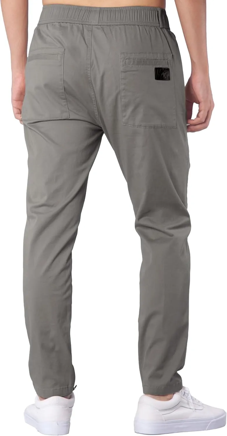 ITALYMORN Slim Fit Khaki Cargo Joggers for Men with Zipper Ankle Stretch Casual Chino Pants
