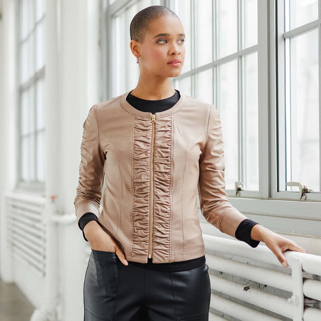 Liquid Leather Ruched Jacket