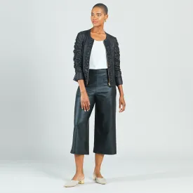 Liquid Leather Ruched Jacket