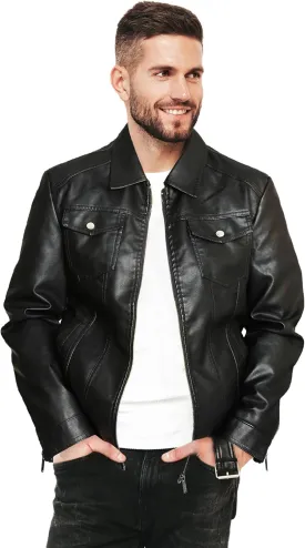 Mens Leather Jackets Casual Faux Leather Motorcycle Jacket Biker Vintage Outwear