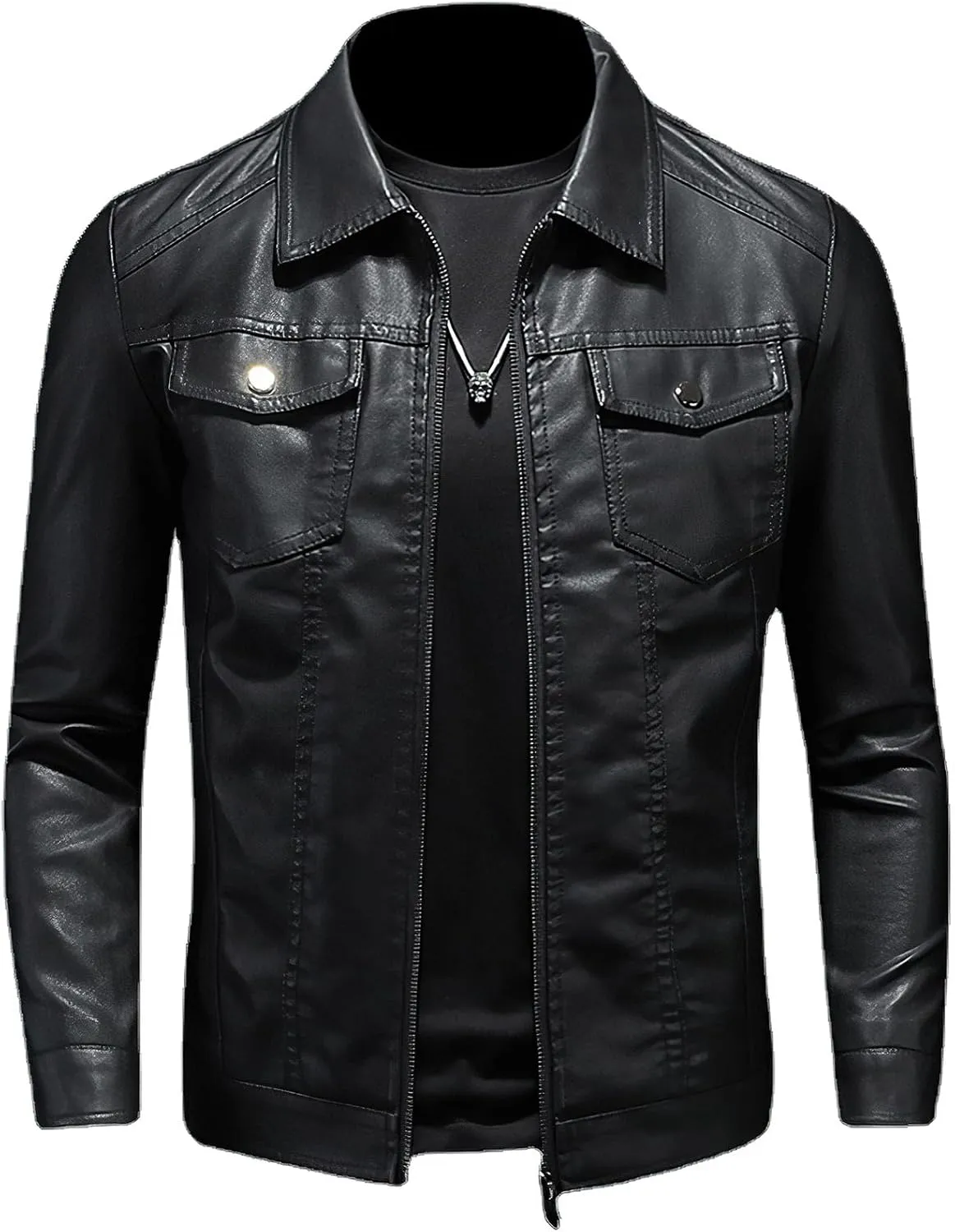 Mens Leather Jackets Casual Faux Leather Motorcycle Jacket Biker Vintage Outwear