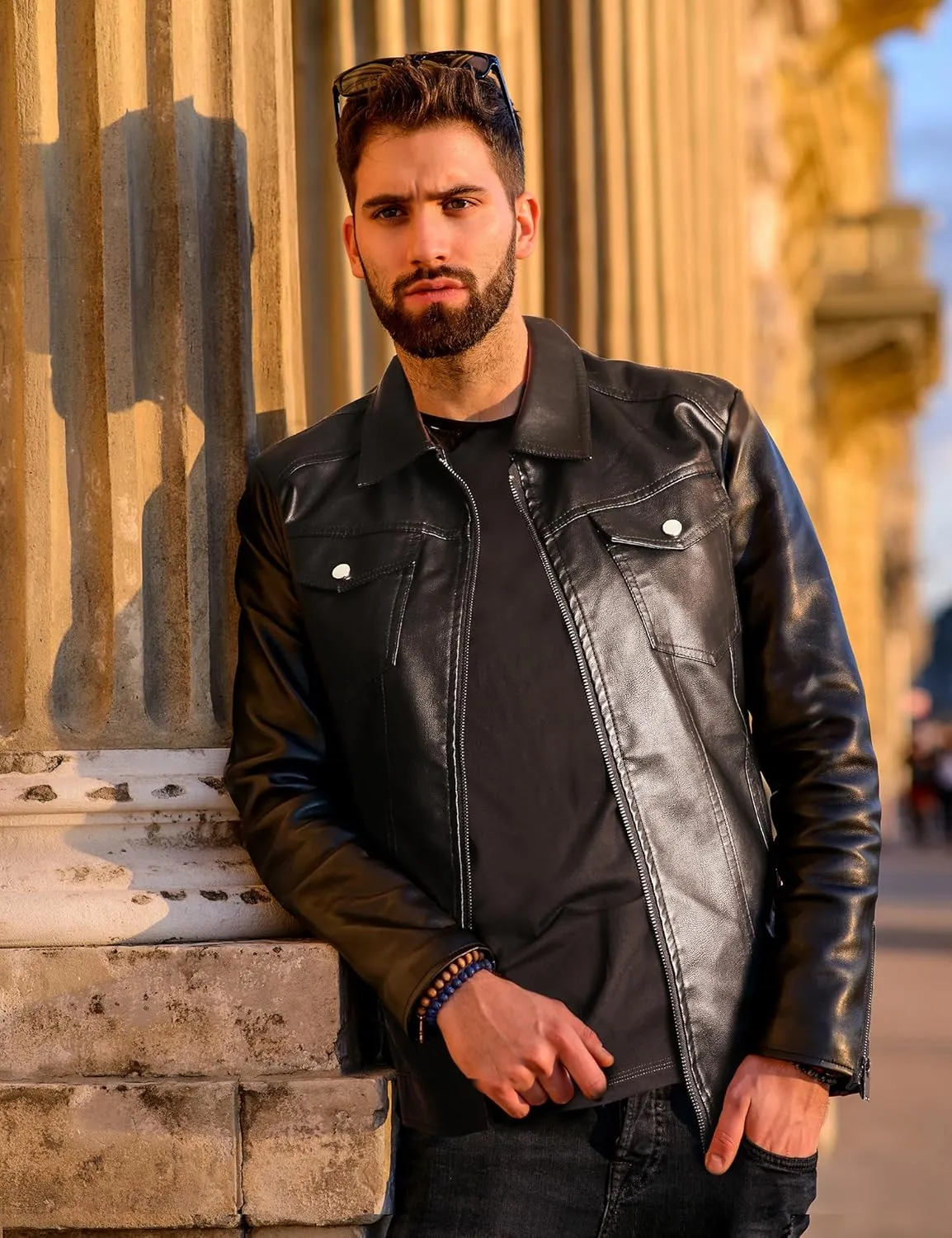 Mens Leather Jackets Casual Faux Leather Motorcycle Jacket Biker Vintage Outwear