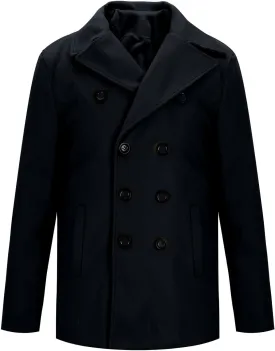 Men's Trench Coat Loose Fit Double Breasted Wool Blend Jacket Notched Lapels Winter Pea Coat Business Solid Overcoat
