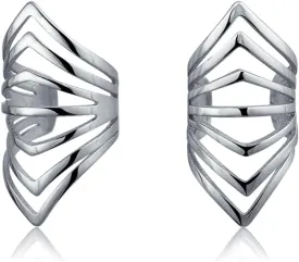 Minimalist Geometric Chevron Cartilage Ear Cuffs Clip Wrap Helix Non Pierced Earrings 14K Gold Plated Sterling Silver