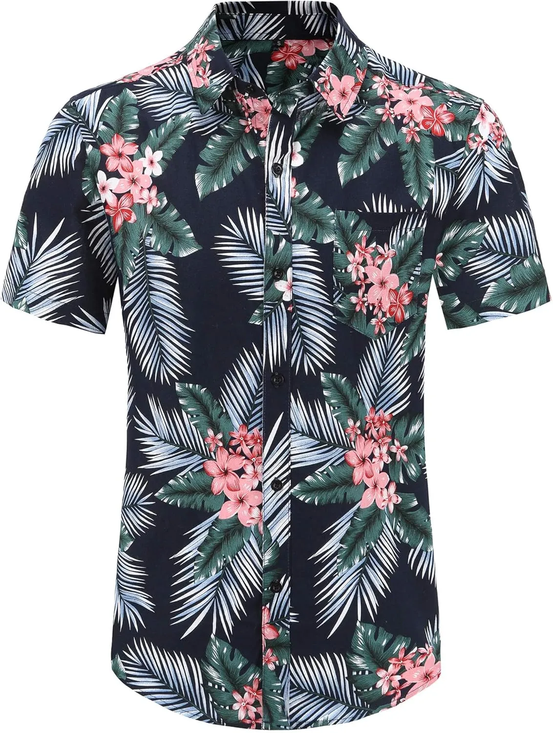 PEGENO Men's Flower Casual Button Down Short Sleeve Hawaiian Shirt