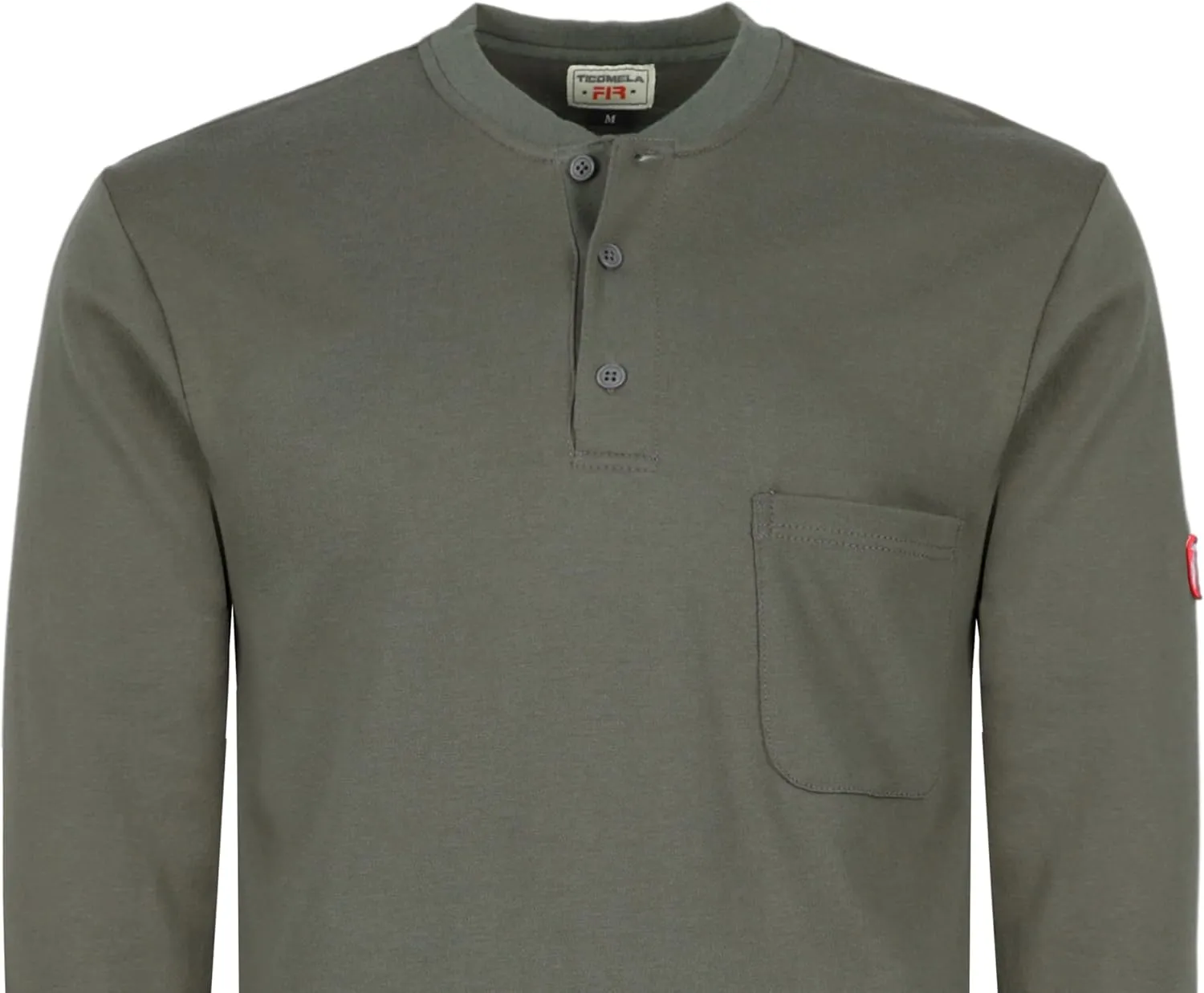 TICOMELA FR T Shirt Flame Resistant Shirt 5.5oz 100% Cotton Light Weight Workwear Men's Long Sleeve Henley Shirts