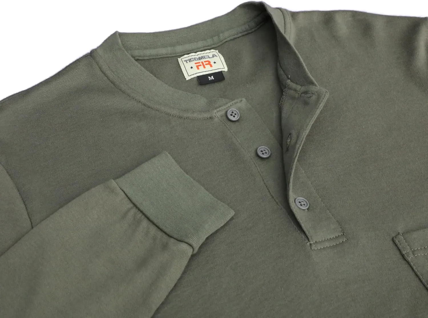 TICOMELA FR T Shirt Flame Resistant Shirt 5.5oz 100% Cotton Light Weight Workwear Men's Long Sleeve Henley Shirts
