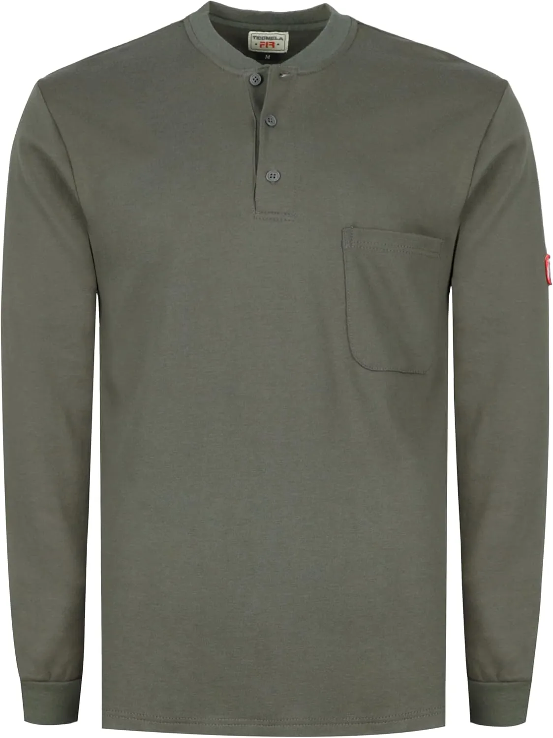 TICOMELA FR T Shirt Flame Resistant Shirt 5.5oz 100% Cotton Light Weight Workwear Men's Long Sleeve Henley Shirts