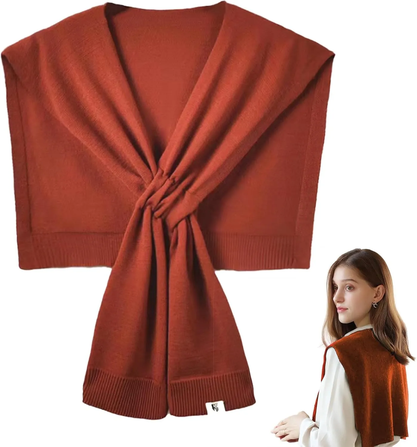 Women's Fashion Knitted Shawl - Khaki Sweater Shawl for Air-Conditioned Rooms