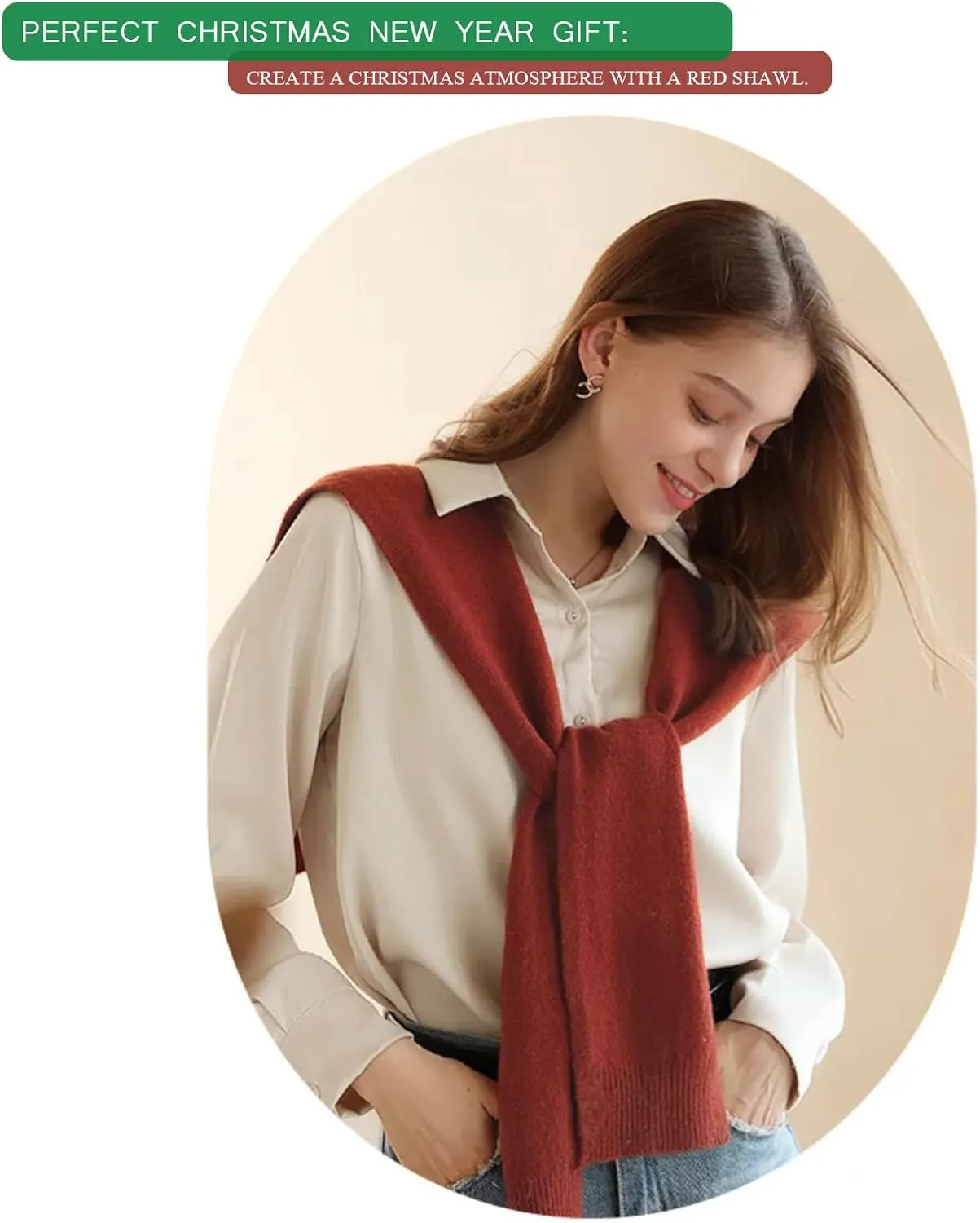 Women's Fashion Knitted Shawl - Khaki Sweater Shawl for Air-Conditioned Rooms