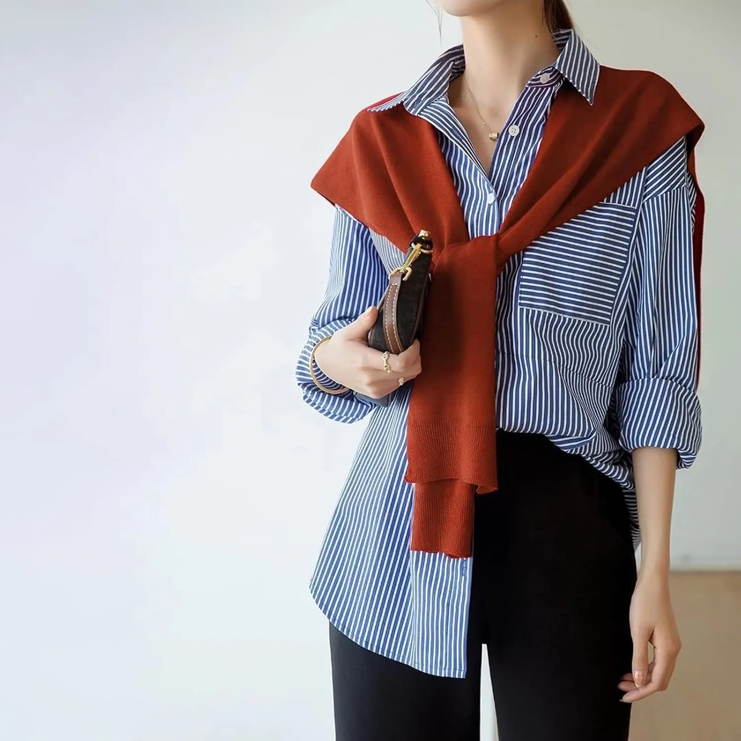 Women's Fashion Knitted Shawl - Khaki Sweater Shawl for Air-Conditioned Rooms