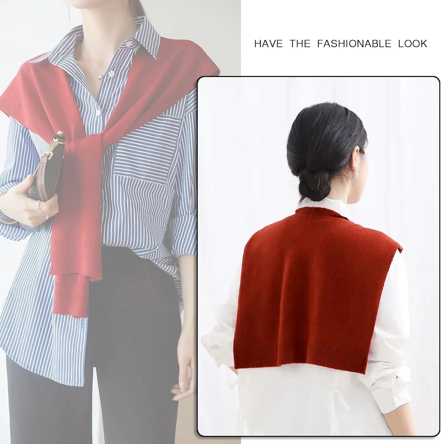 Women's Fashion Knitted Shawl - Khaki Sweater Shawl for Air-Conditioned Rooms