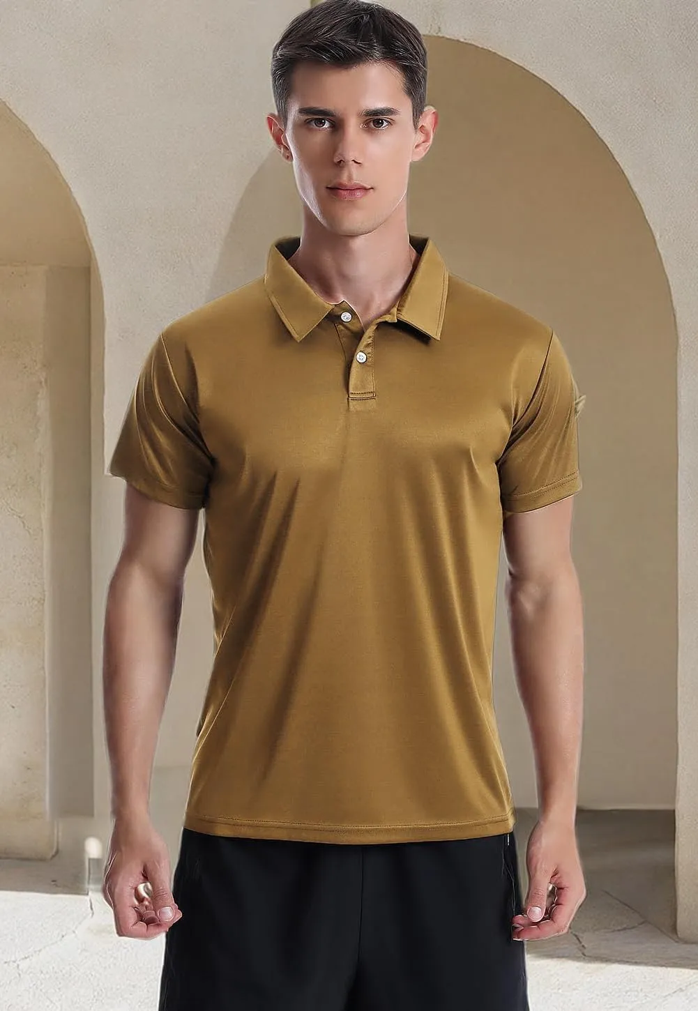 Xelky Men's Polo Shirts Quick Dry Short Sleeve Golf Athletic Shirt Moisture Wicking Casual Work Collared Polos 4 Pack