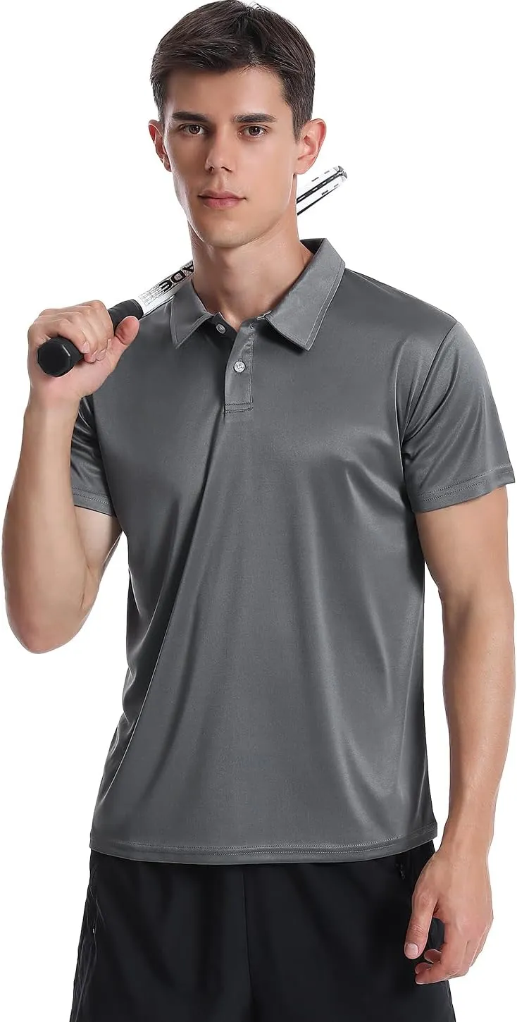 Xelky Men's Polo Shirts Quick Dry Short Sleeve Golf Athletic Shirt Moisture Wicking Casual Work Collared Polos 4 Pack