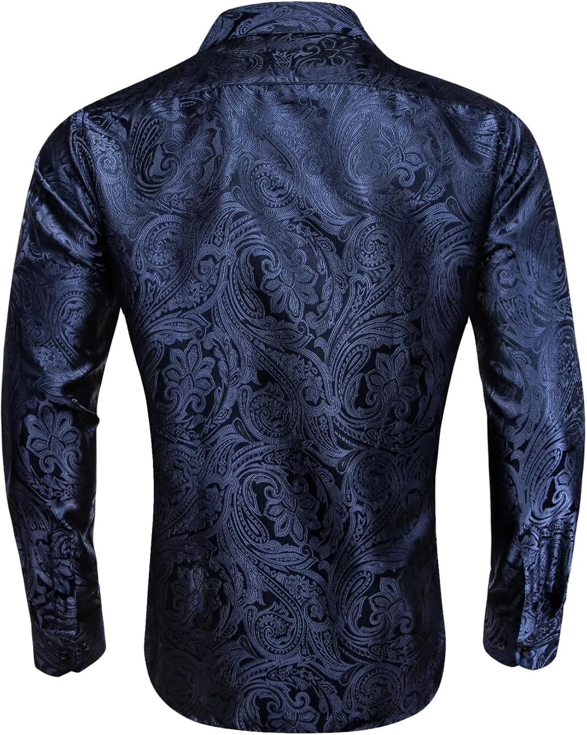YOHOWA Men's Paisley Shirt Silk Jacquard Dress Long Sleeve Button Down Shirts Casual Mexico Western Disco Party Wedding Prom