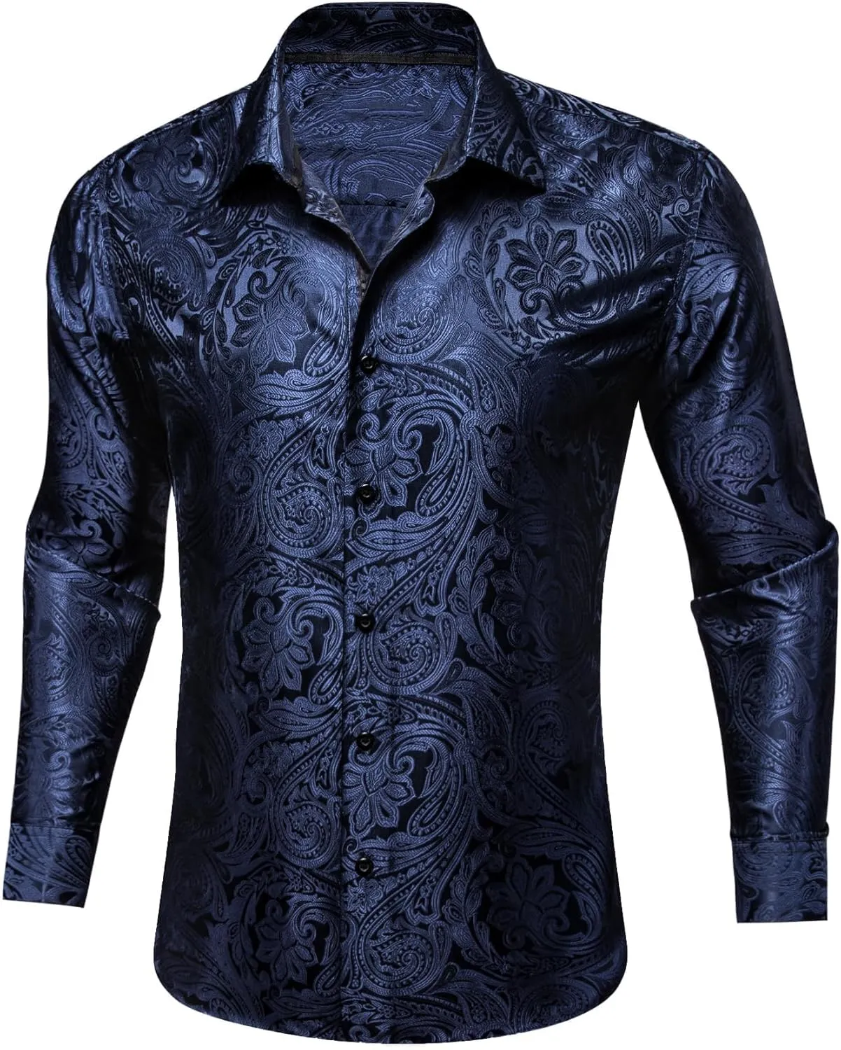 YOHOWA Men's Paisley Shirt Silk Jacquard Dress Long Sleeve Button Down Shirts Casual Mexico Western Disco Party Wedding Prom